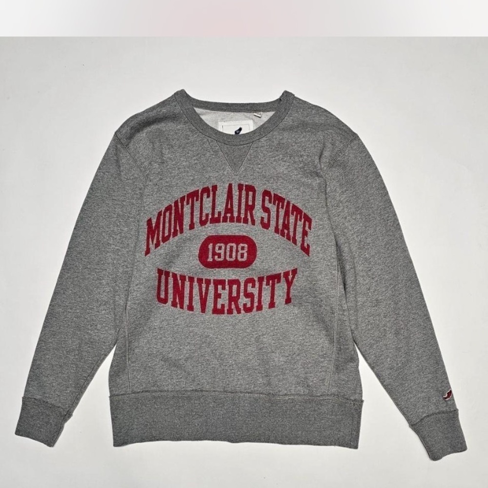 League Collegiate OutfiCrewneck Sweater with Red Montclair State University Logo